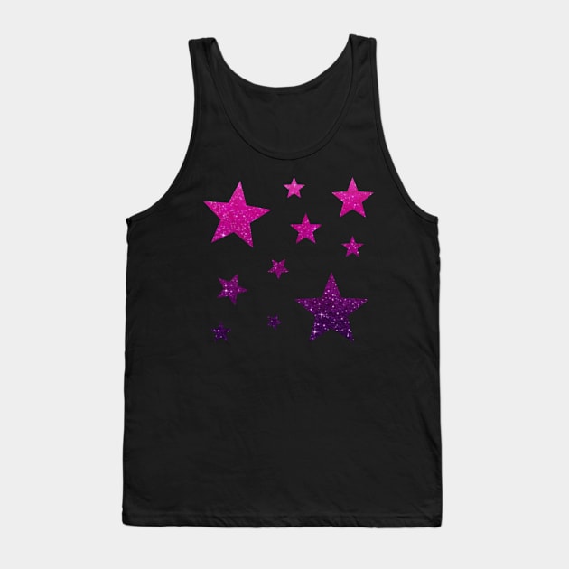 Pink Purple Ombre Faux Glitter Stars Tank Top by Felicity-K